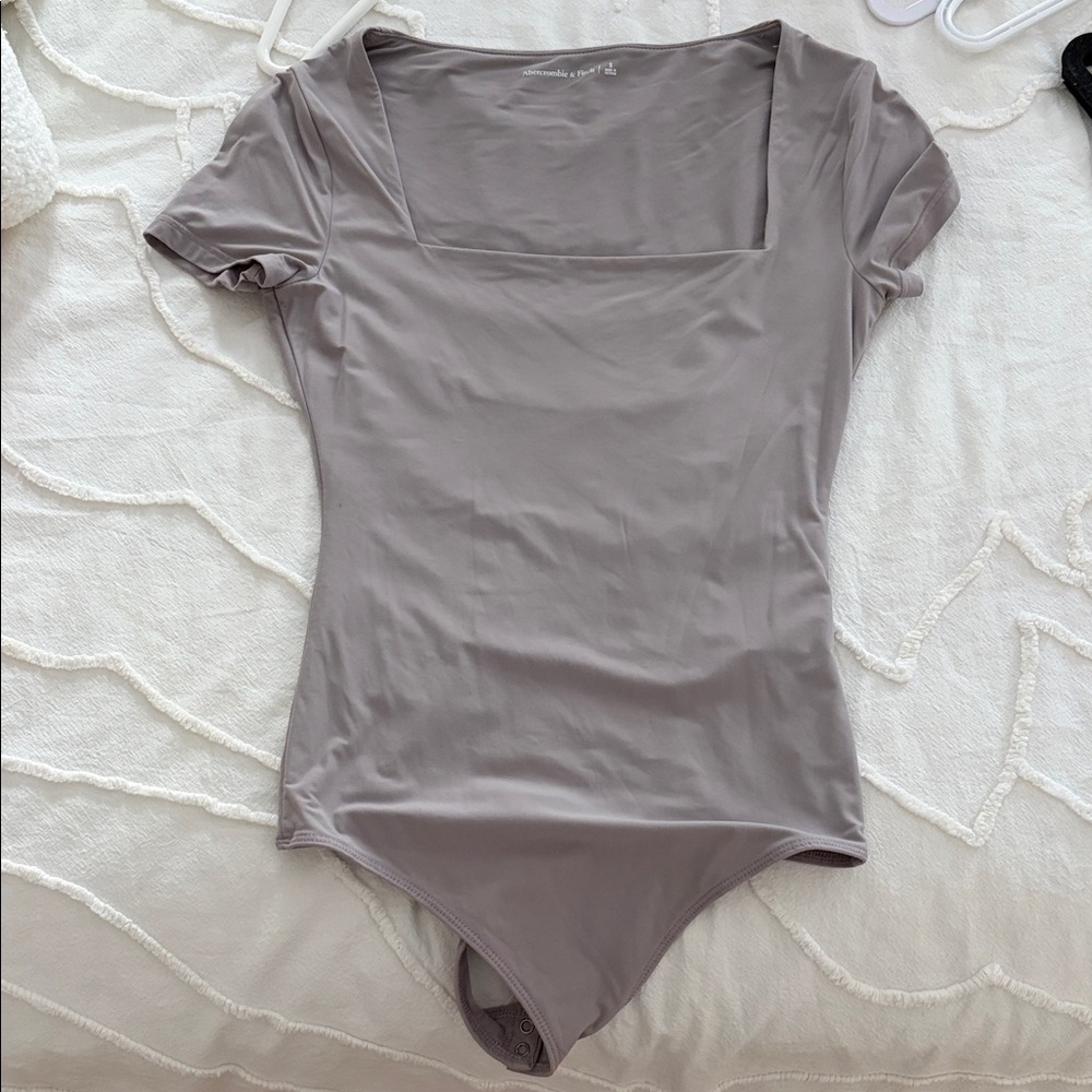 Abercrombie & Fitch Square Neck Bodysuit - Taupe